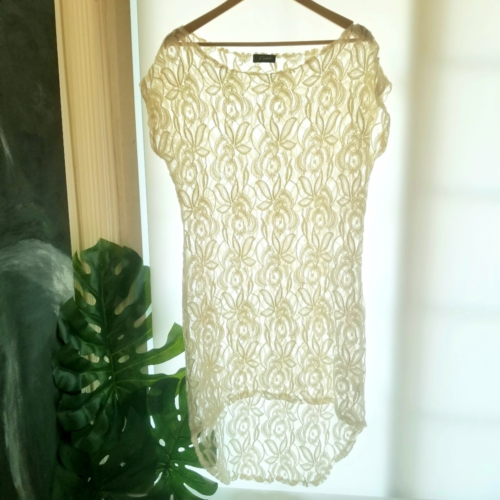 Lace Coverup in Cream by Colette. Large